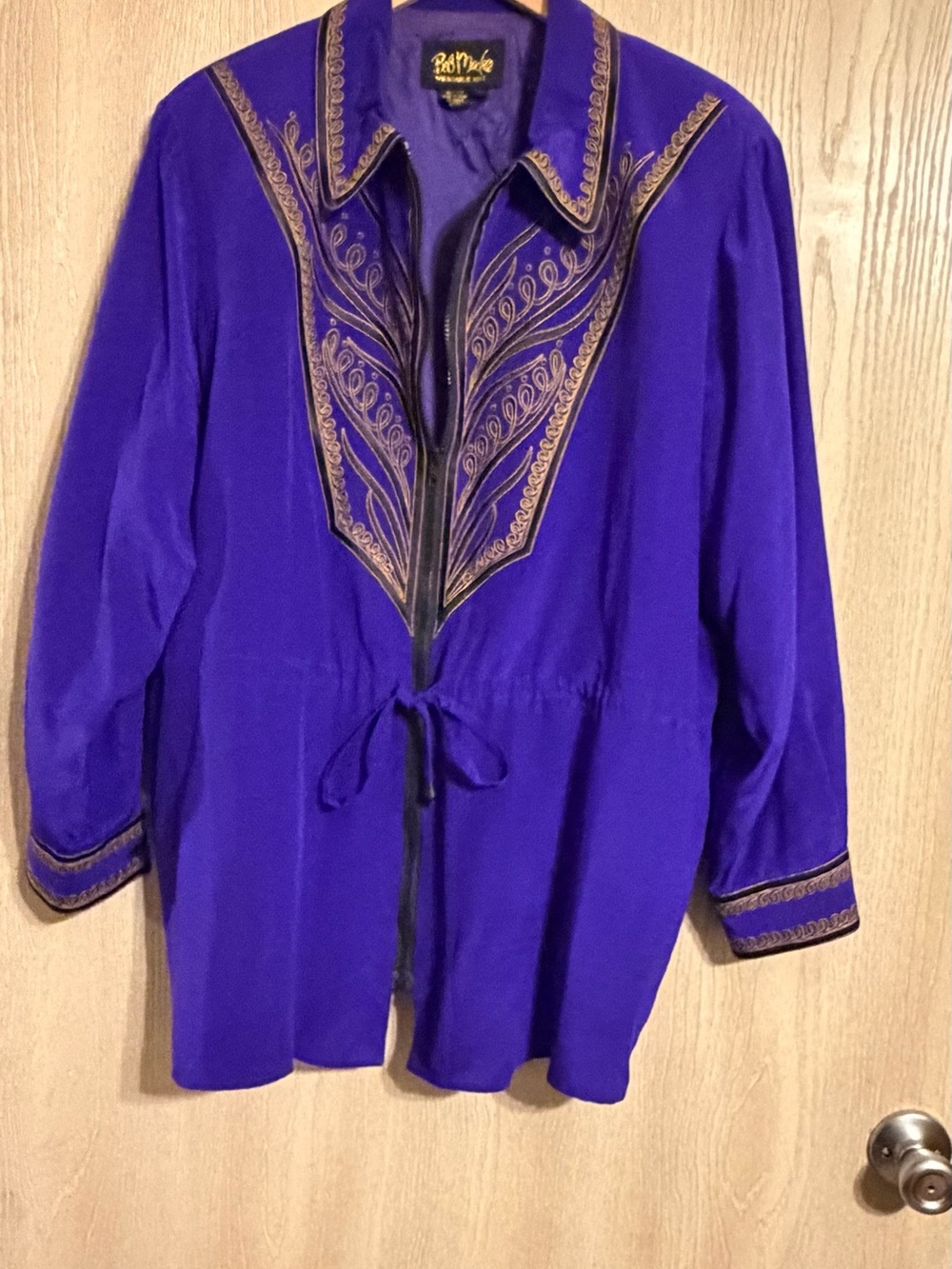 Vintage Bob Mackie Bright Purple Embroidered Drawstring Jacket